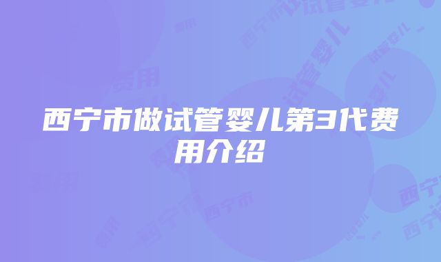 西宁市做试管婴儿第3代费用介绍