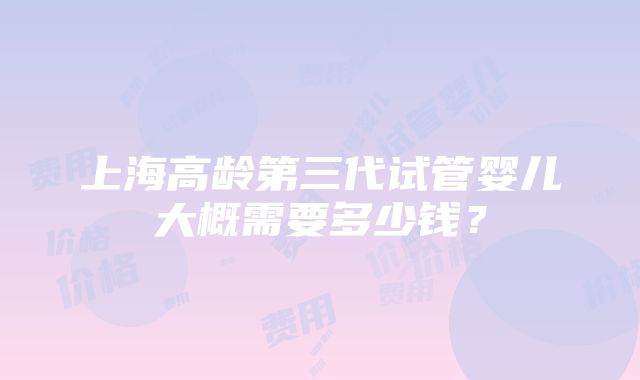 上海高龄第三代试管婴儿大概需要多少钱？