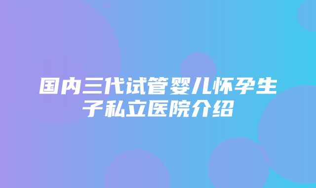 国内三代试管婴儿怀孕生子私立医院介绍