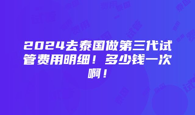 2024去泰国做第三代试管费用明细！多少钱一次啊！