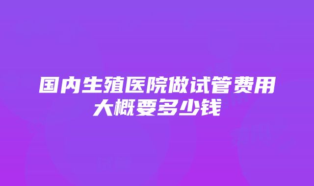 国内生殖医院做试管费用大概要多少钱