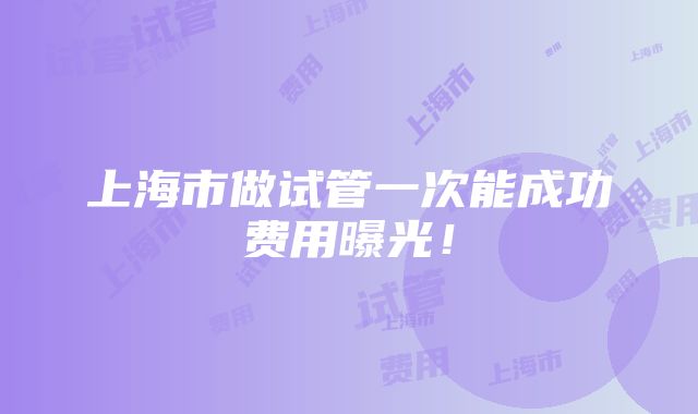 上海市做试管一次能成功费用曝光！