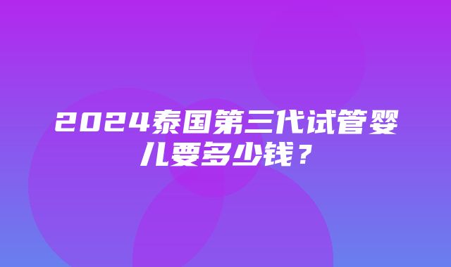 2024泰国第三代试管婴儿要多少钱？