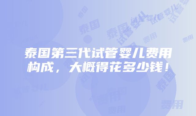 泰国第三代试管婴儿费用构成，大概得花多少钱！