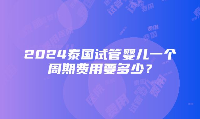 2024泰国试管婴儿一个周期费用要多少？