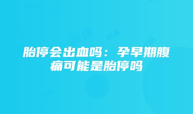 胎停会出血吗：孕早期腹痛可能是胎停吗