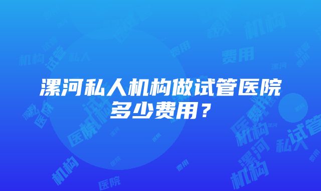 漯河私人机构做试管医院多少费用？