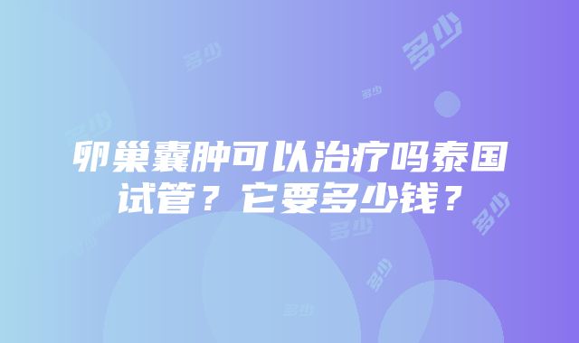 卵巢囊肿可以治疗吗泰国试管？它要多少钱？