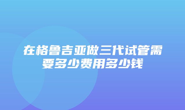 在格鲁吉亚做三代试管需要多少费用多少钱