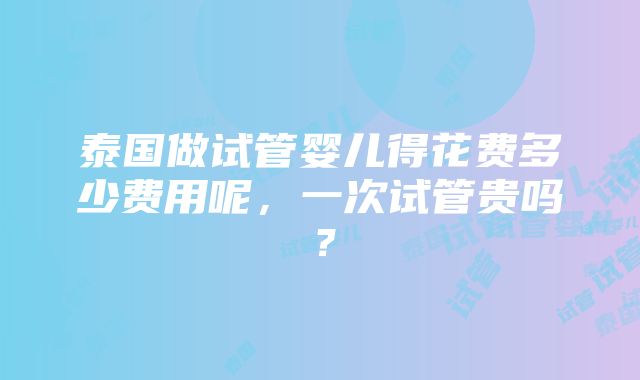 泰国做试管婴儿得花费多少费用呢，一次试管贵吗？