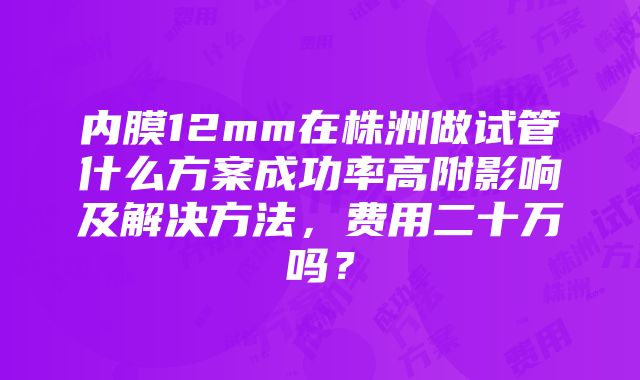 内膜12mm在株洲做试管什么方案成功率高附影响及解决方法，费用二十万吗？