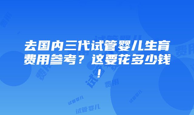 去国内三代试管婴儿生育费用参考？这要花多少钱！