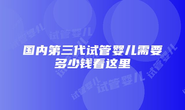 国内第三代试管婴儿需要多少钱看这里