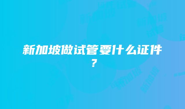 新加坡做试管要什么证件？