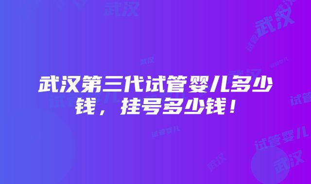 武汉第三代试管婴儿多少钱，挂号多少钱！