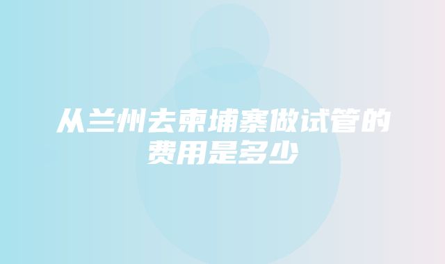 从兰州去柬埔寨做试管的费用是多少