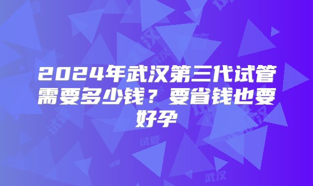 2024年武汉第三代试管需要多少钱？要省钱也要好孕