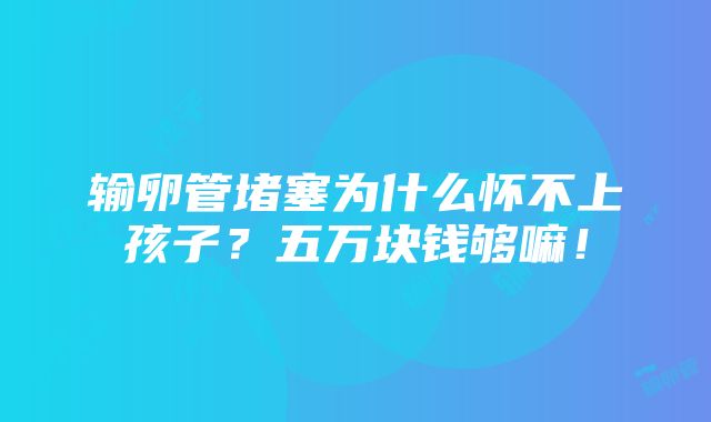 输卵管堵塞为什么怀不上孩子？五万块钱够嘛！