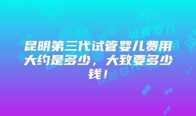 昆明第三代试管婴儿费用大约是多少，大致要多少钱！