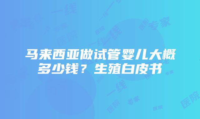 马来西亚做试管婴儿大概多少钱？生殖白皮书