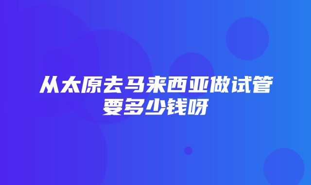 从太原去马来西亚做试管要多少钱呀