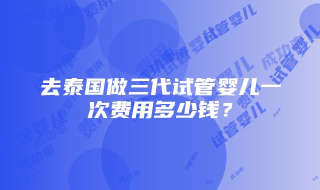 去泰国做三代试管婴儿一次费用多少钱？