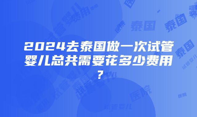 2024去泰国做一次试管婴儿总共需要花多少费用？