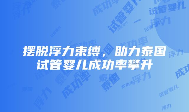 摆脱浮力束缚，助力泰国试管婴儿成功率攀升