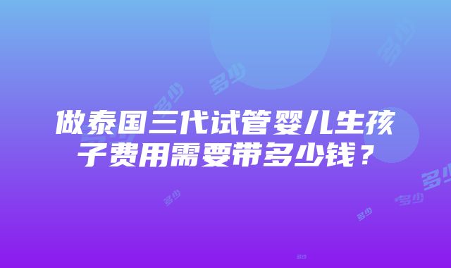 做泰国三代试管婴儿生孩子费用需要带多少钱？