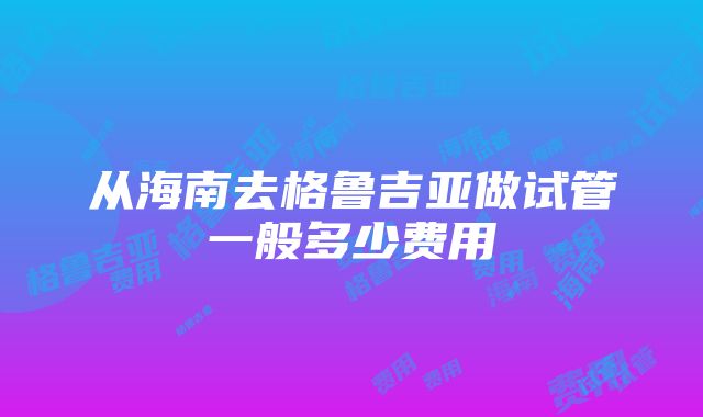 从海南去格鲁吉亚做试管一般多少费用