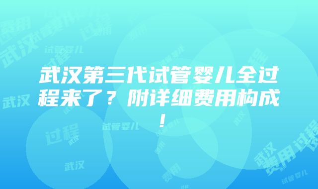 武汉第三代试管婴儿全过程来了？附详细费用构成！