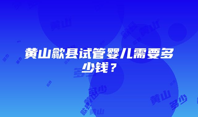 黄山歙县试管婴儿需要多少钱？