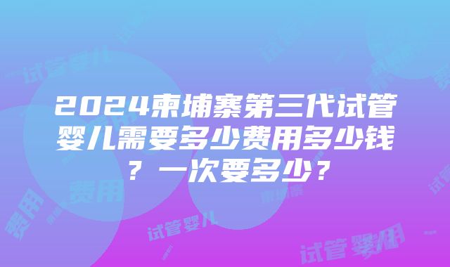 2024柬埔寨第三代试管婴儿需要多少费用多少钱？一次要多少？