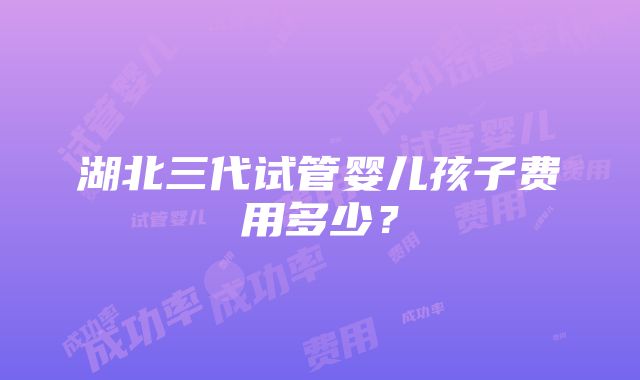 湖北三代试管婴儿孩子费用多少？