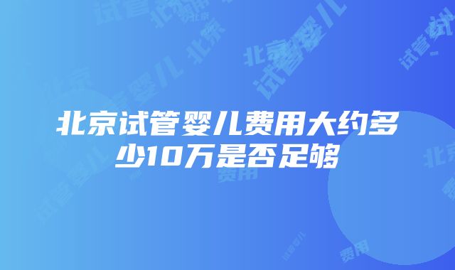 北京试管婴儿费用大约多少10万是否足够