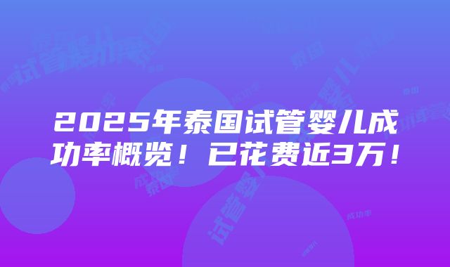 2025年泰国试管婴儿成功率概览！已花费近3万！