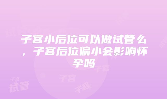 子宫小后位可以做试管么，子宫后位偏小会影响怀孕吗