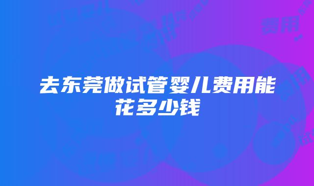 去东莞做试管婴儿费用能花多少钱