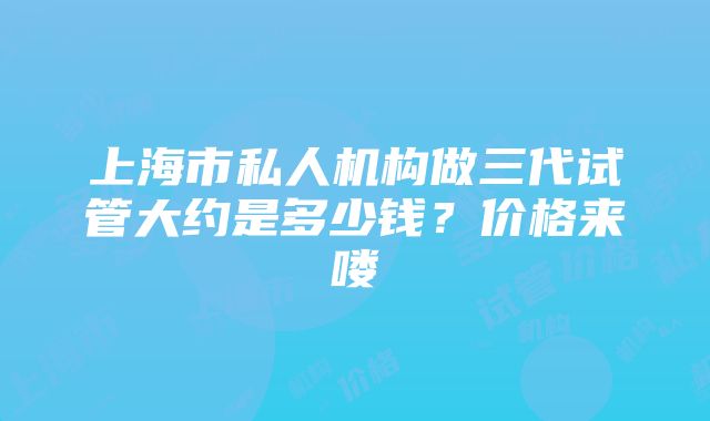 上海市私人机构做三代试管大约是多少钱？价格来喽