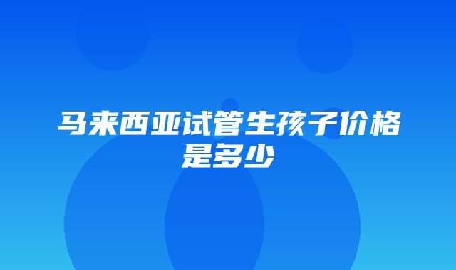 马来西亚试管生孩子价格是多少