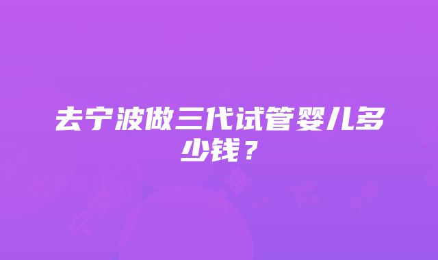 去宁波做三代试管婴儿多少钱？