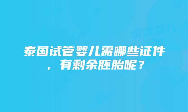 泰国试管婴儿需哪些证件，有剩余胚胎呢？