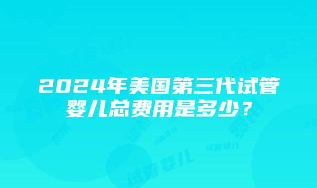 2024年美国第三代试管婴儿总费用是多少？