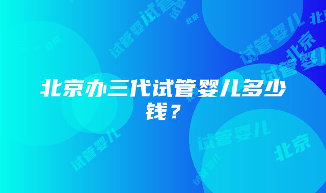 北京办三代试管婴儿多少钱？