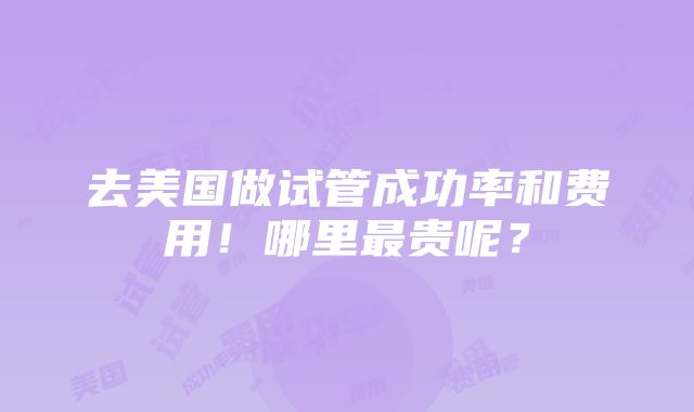 去美国做试管成功率和费用！哪里最贵呢？