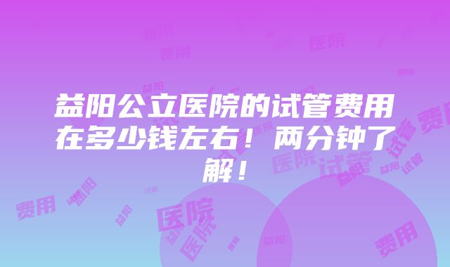 益阳公立医院的试管费用在多少钱左右！两分钟了解！