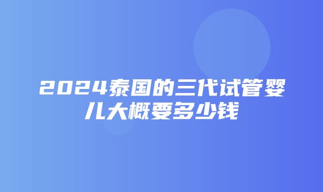 2024泰国的三代试管婴儿大概要多少钱