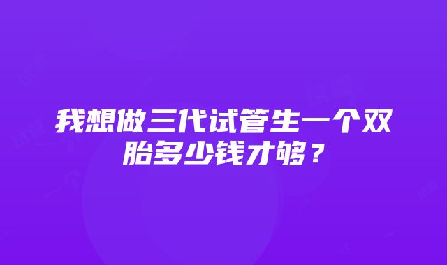 我想做三代试管生一个双胎多少钱才够？