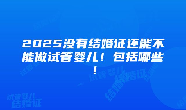 2025没有结婚证还能不能做试管婴儿！包括哪些！