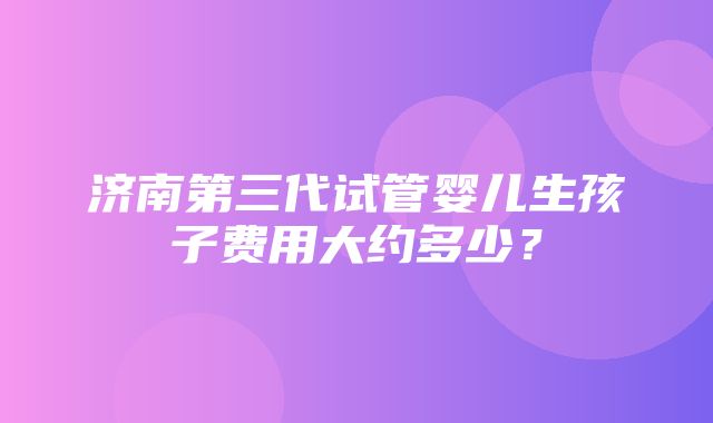 济南第三代试管婴儿生孩子费用大约多少？